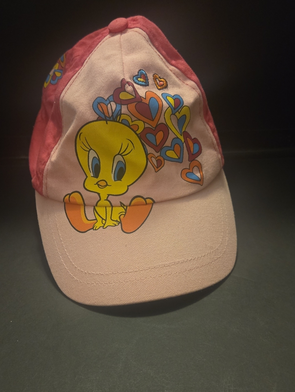 Pink Tweety Kids Baseball Hat with Heart Motif